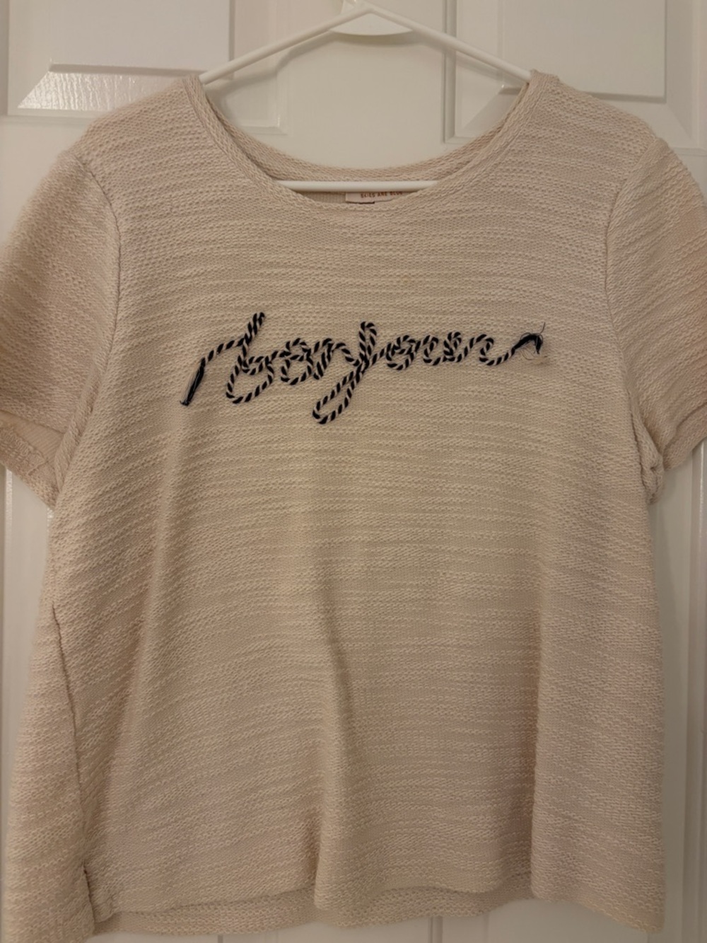 Skies Are Blue Cream Knit Textured Top